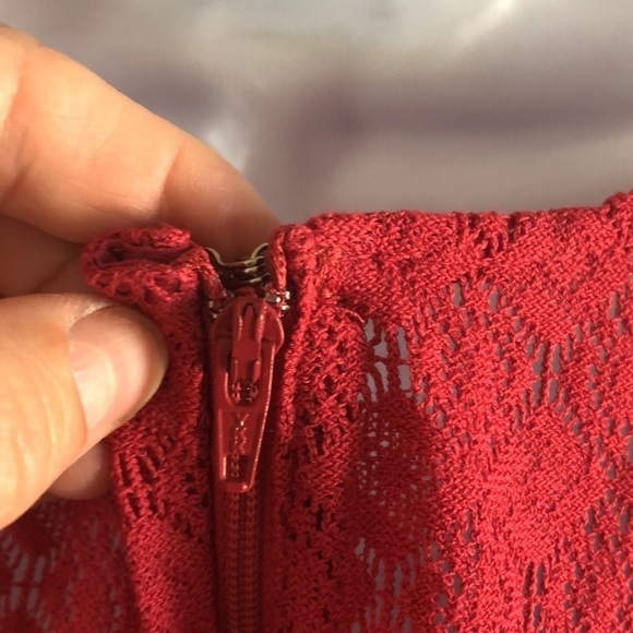 Free People Tibetian Red Daisy Lace Cutout Fit & Flare Skater Dress Taylor Swift - Picture 7 of 16